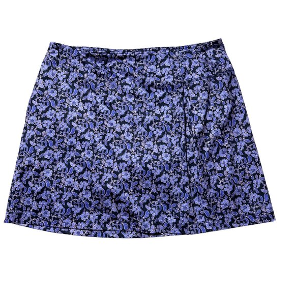 J.Jill Fit Womens Sz M Petite Performance Knit Skort Floral Print Purple - Picture 1 of 7